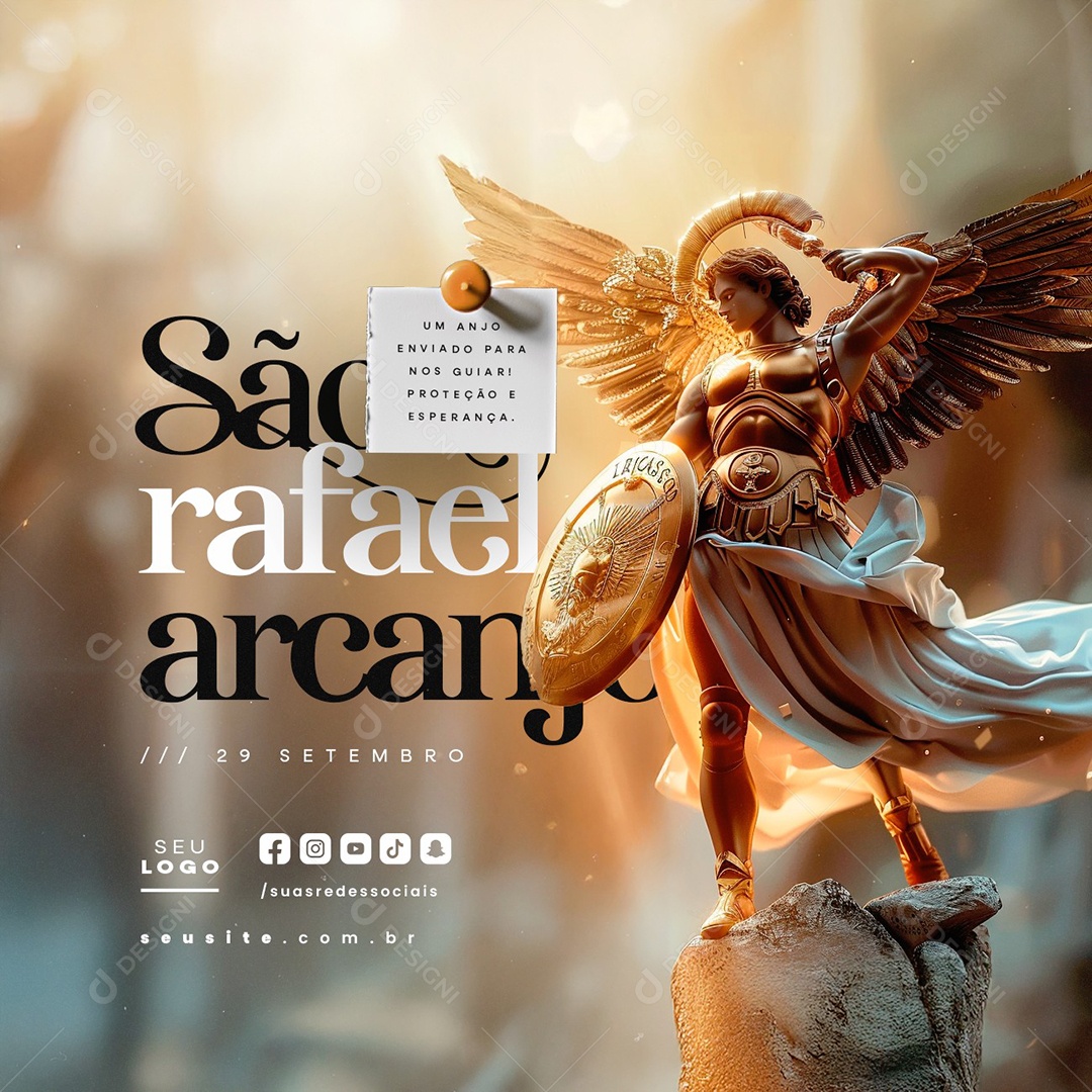 Dia de São Rafael Arcanjo 29 de Setembro Social Media PSD Editável