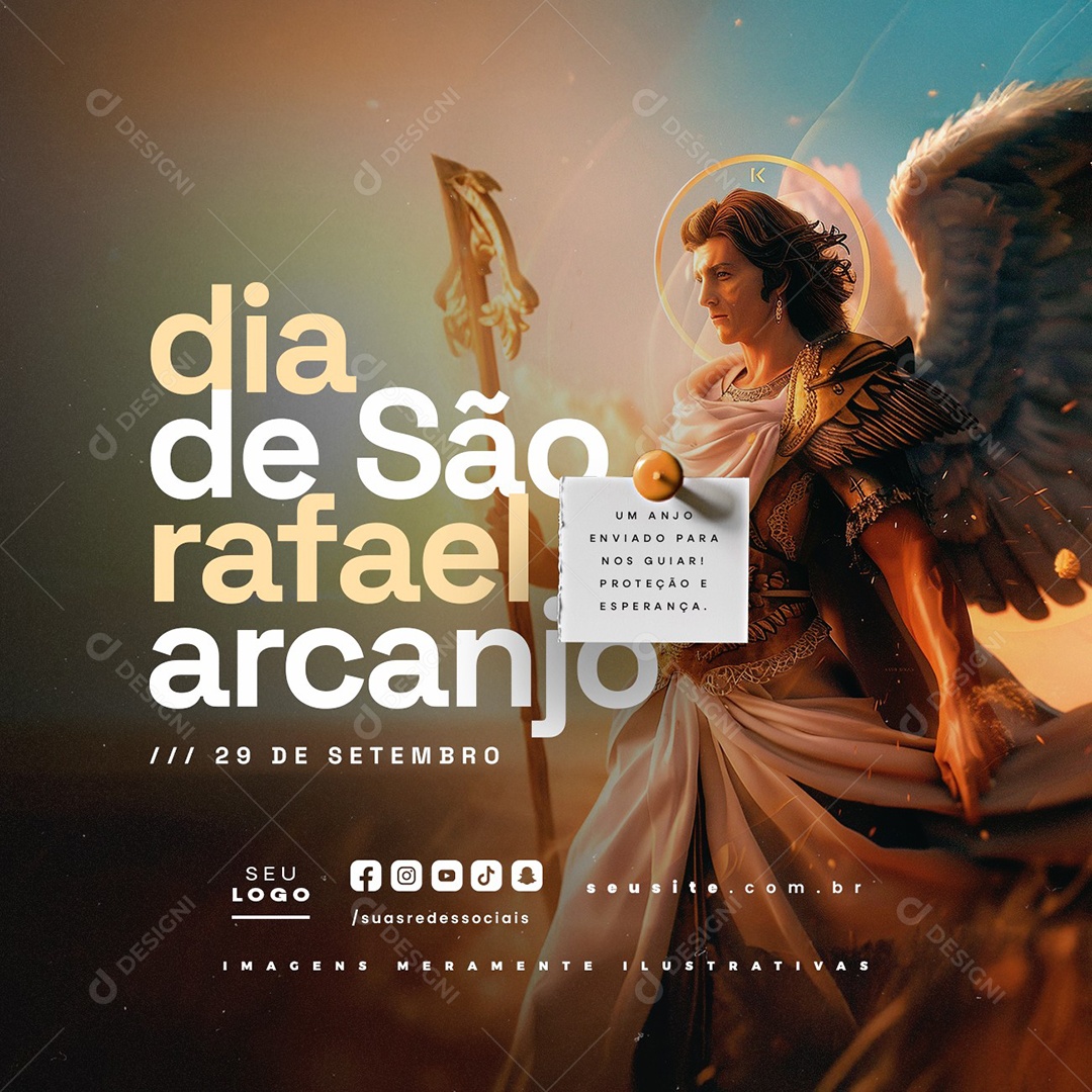 Dia de São Rafael Arcanjo 29 de Setembro Um Anjo Enviado para Nos Guiar Social Media PSD Editável