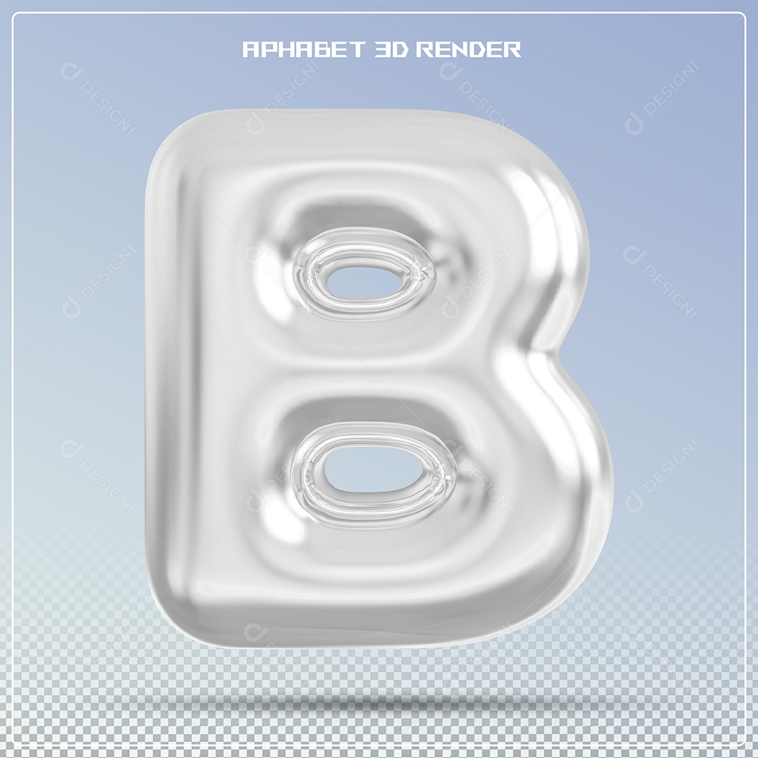 Letra Prata Letra B Maiúscula Elemento 3D Para Composição PSD