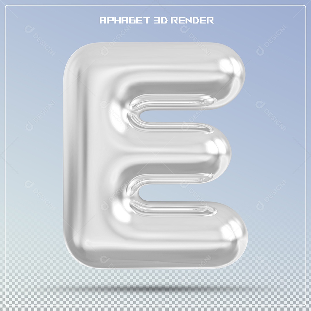 Letra Prata Letra E Maiúscula Elemento 3D Para Composição PSD