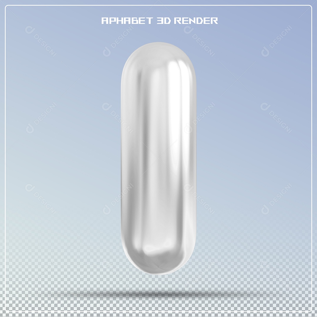 Letra Prata Letra I Maiúscula Elemento 3D Para Composição PSD