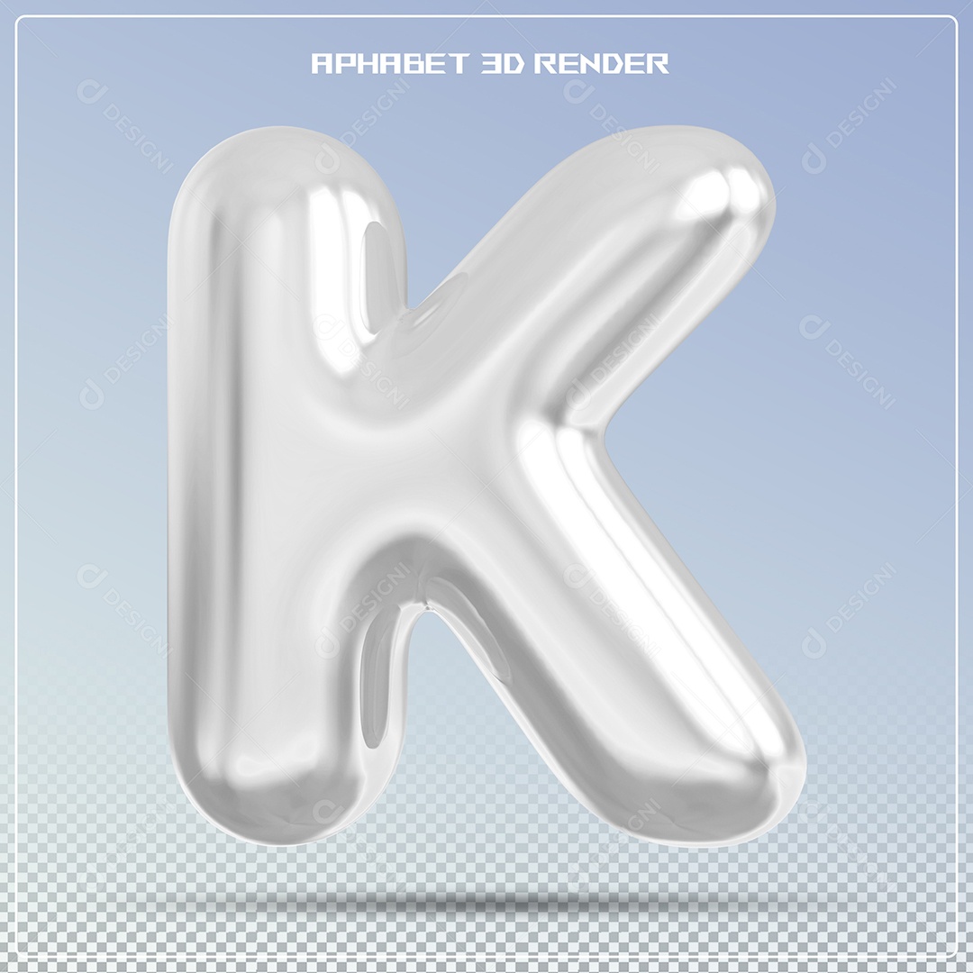 Letra Prata Letra K Maiúscula Elemento 3D Para Composição PSD