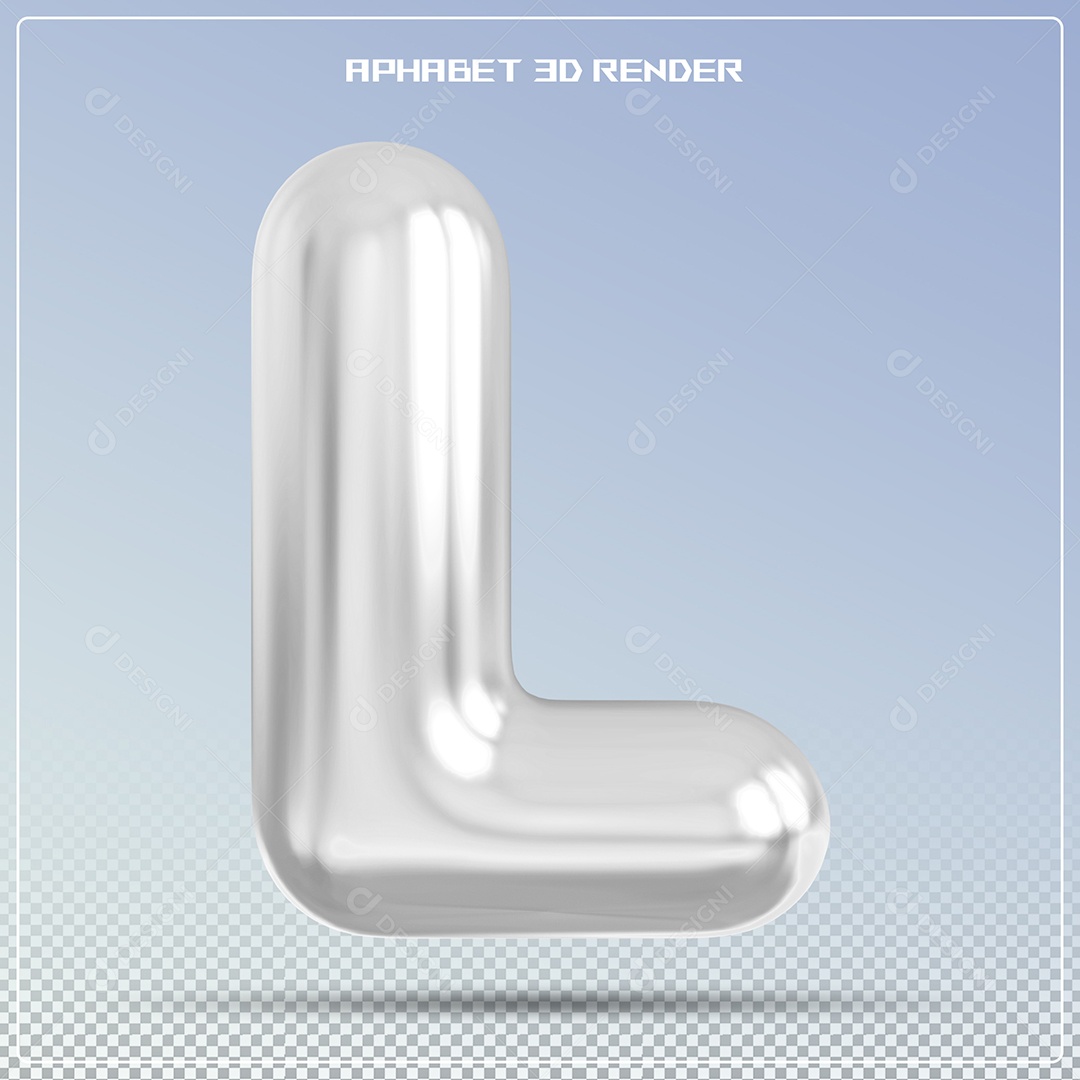 Letra Prata Letra L Maiúscula Elemento 3D Para Composição PSD