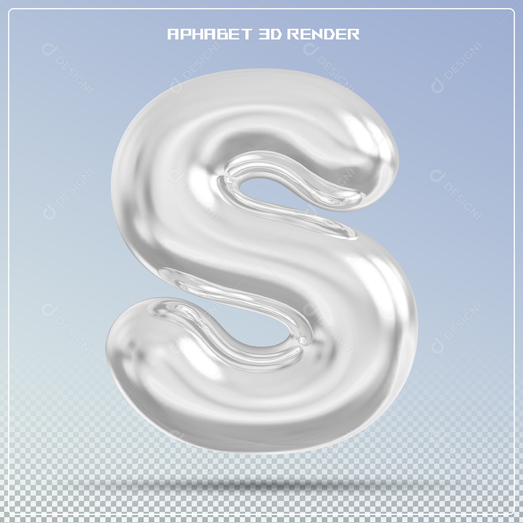 Letra Prata Letra S Maiúscula Elemento 3D Para Composição PSD