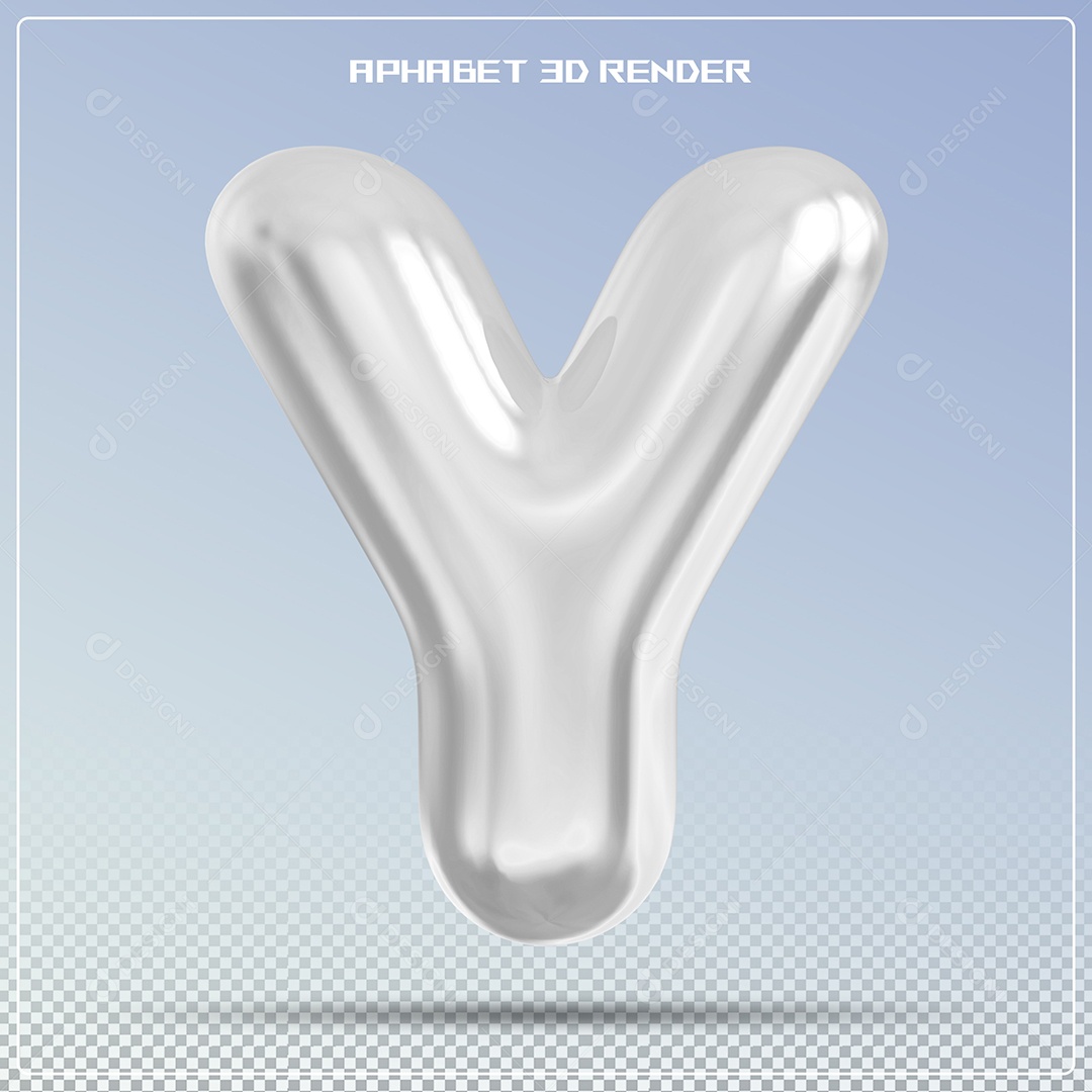 Letra Prata Letra Y Maiúscula Elemento 3D Para Composição PSD