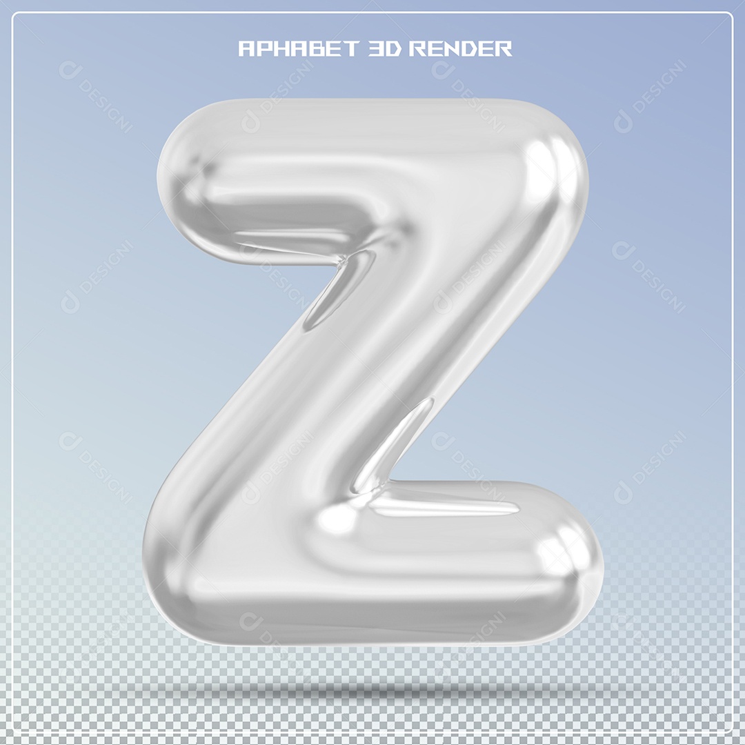 Letra Prata Letra Z Maiúscula Elemento 3D Para Composição PSD