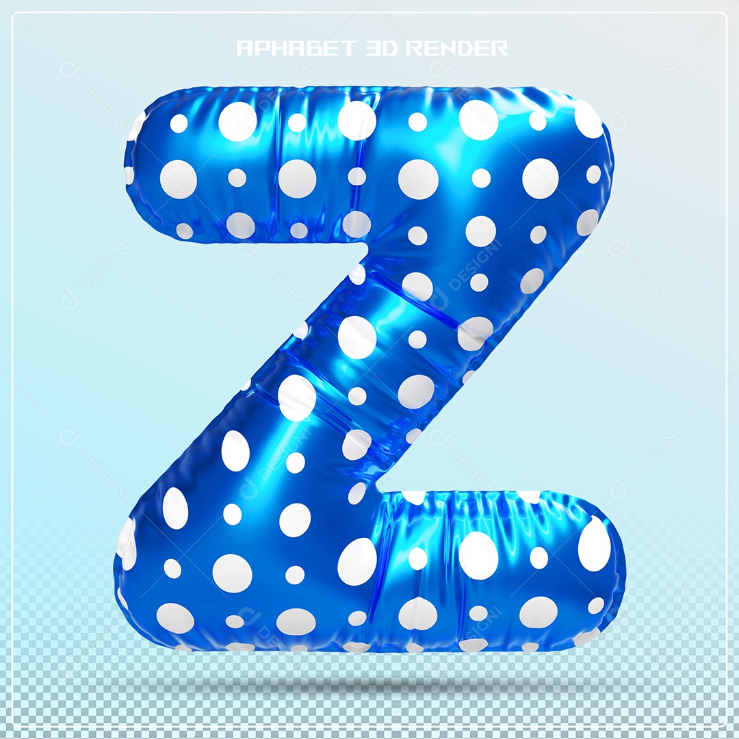 Balão Azul Letra Z Maiúscula Elemento 3D Para Composição PSD
