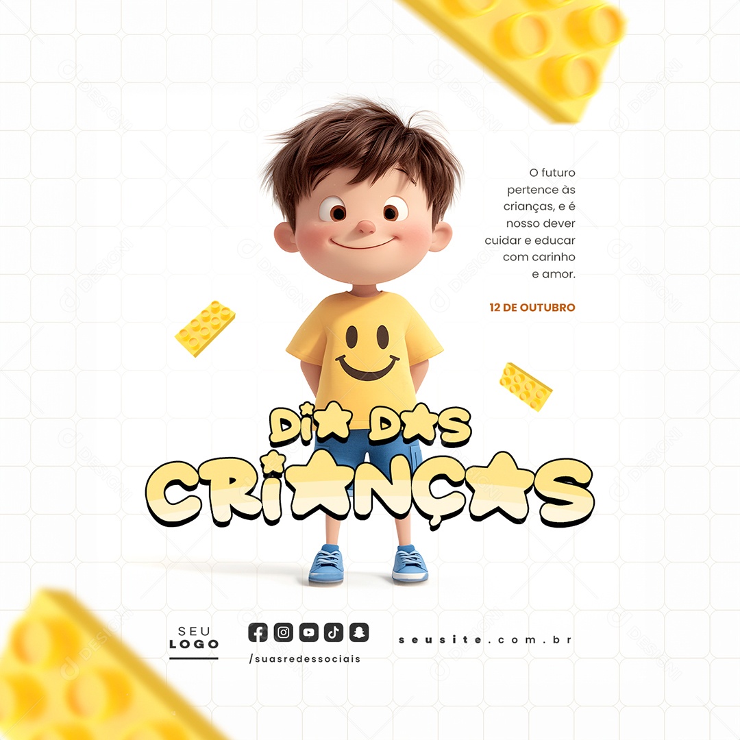 Dia das Crianças 12 de Outubro O Futuro Pertence às Crianças Social Media PSD Editável
