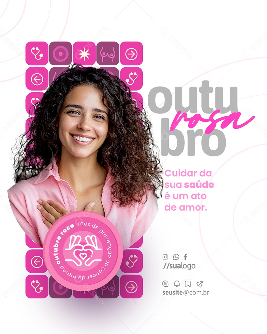 Outubro Rosa Campanha de Prevenção Social Media PSD Editável