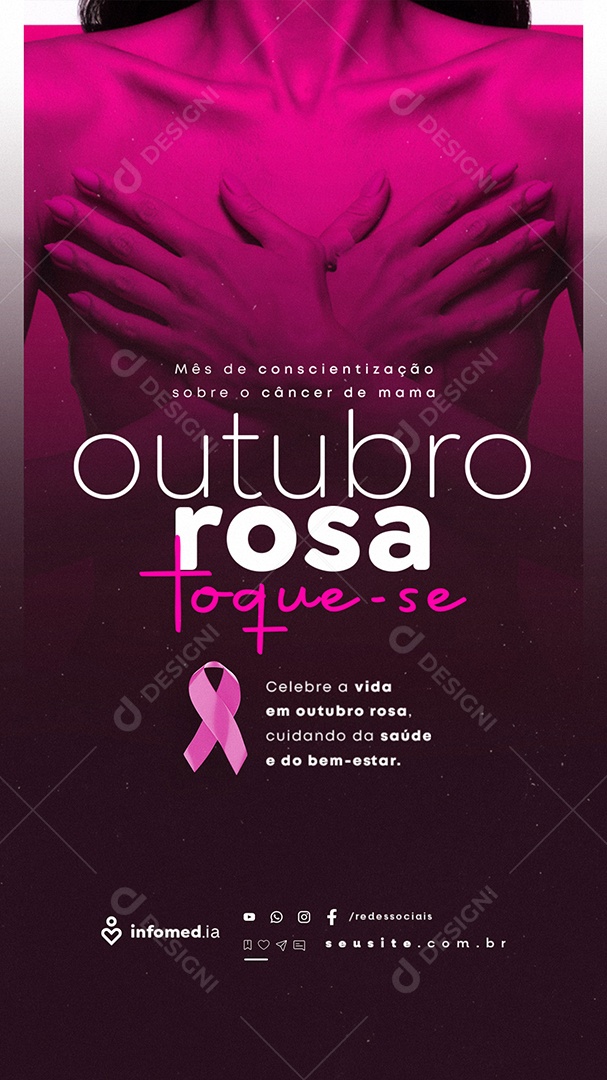 Story Outubro Rosa Celebre a Vida Social Media PSD Editável