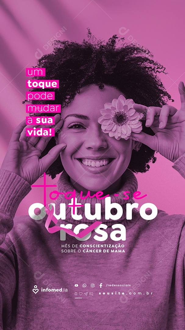 Story Outubro Rosa Toque-Se Social Media PSD Editável