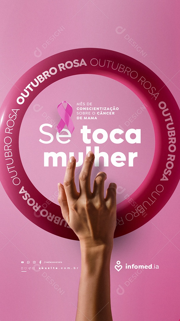 Story Outubro Rosa Mês de Conscientização Sobre o Câncer de Mama Social Media PSD Editável
