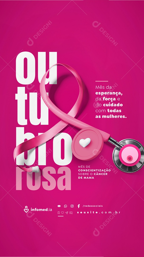 Story Outubro Rosa Mês de Esperança Social Media PSD Editável