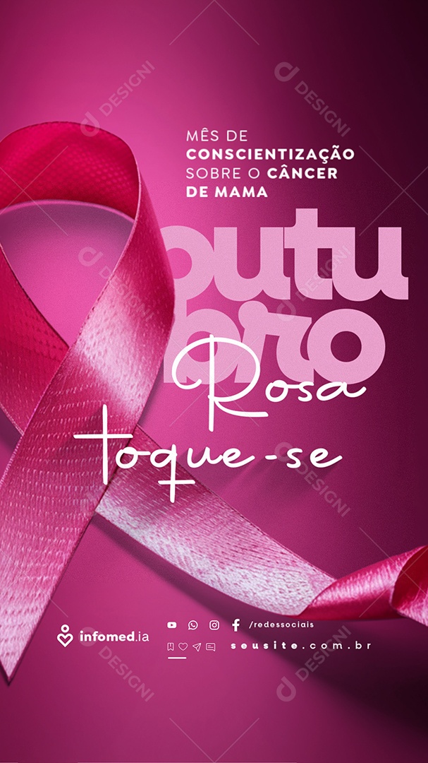 Story Outubro Rosa Toque-Se Social Media PSD Editável