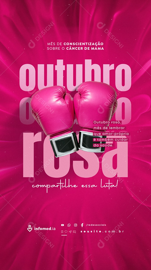 Story Outubro Rosa Mês de Conscientização Sobre o Câncer de Mama Social Media PSD Editável