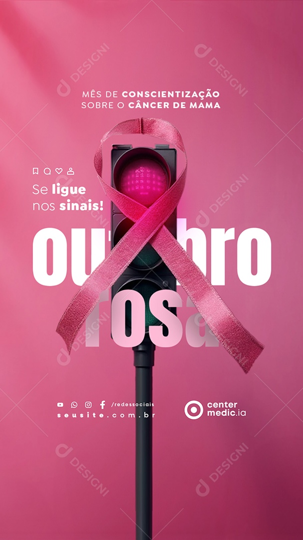 Story Outubro Rosa Se Ligue nos Sinais Social Media PSD Editável