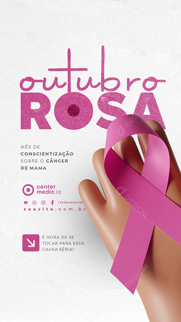 Story Outubro Rosa é Hora de Se Tocar para Essa Causa Séria Social Media PSD Editável