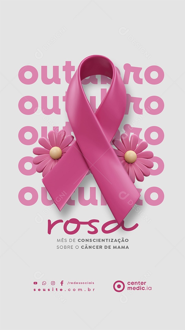Story Outubro Rosa Mês de Conscientização Sobre o Câncer de Mama Social Media PSD Editável
