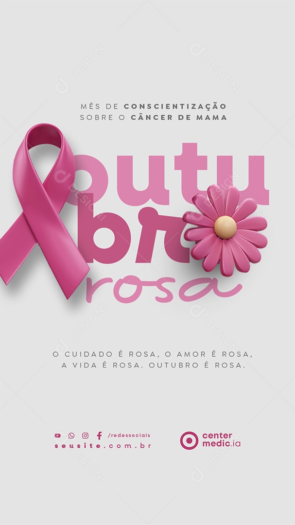 Story Outubro Rosa O Cuidado é Rosa Social Media PSD Editável