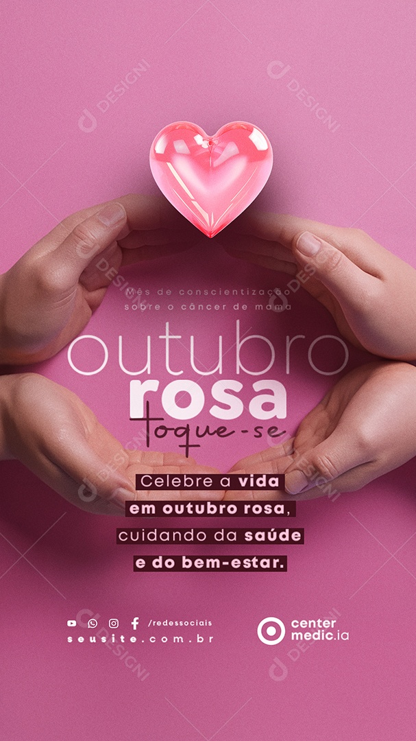 Story Outubro Rosa Toque-Se Social Media PSD Editável