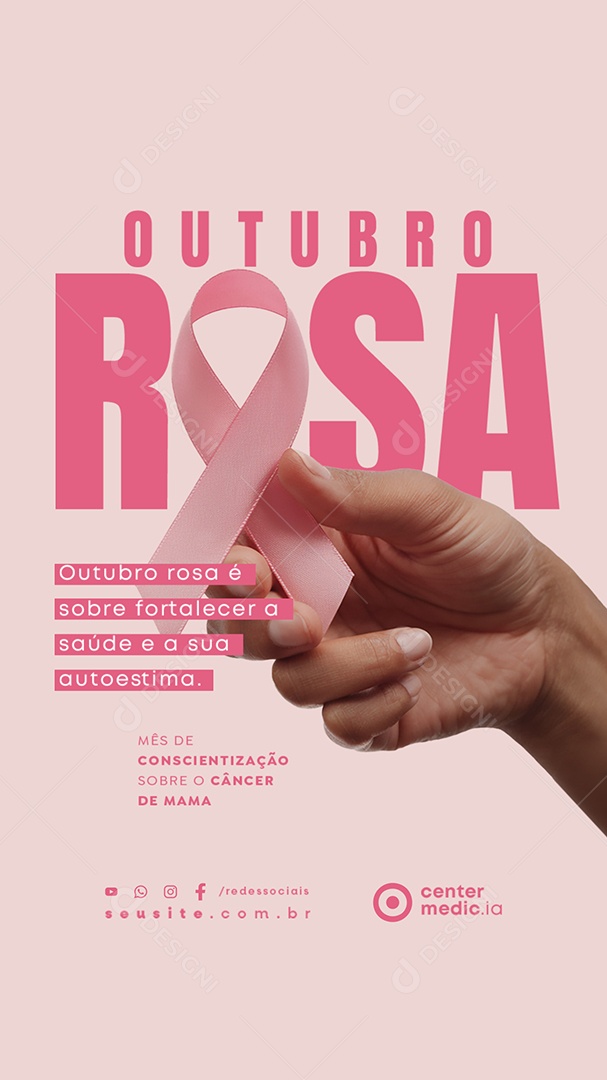 Story Outubro Rosa Mês de Conscientização Sobre o Câncer de Mama Social Media PSD Editável