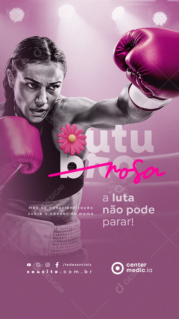 Story Outubro Rosa A Luta Não Pode Parar Social Media PSD Editável