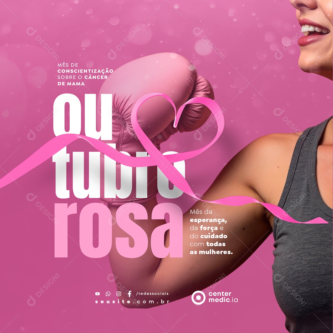 Outubro Rosa Mês da Esperança Social Media PSD Editável