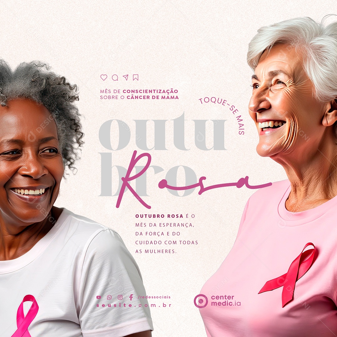 Outubro Rosa é o Mês da Esperança Social Media PSD Editável