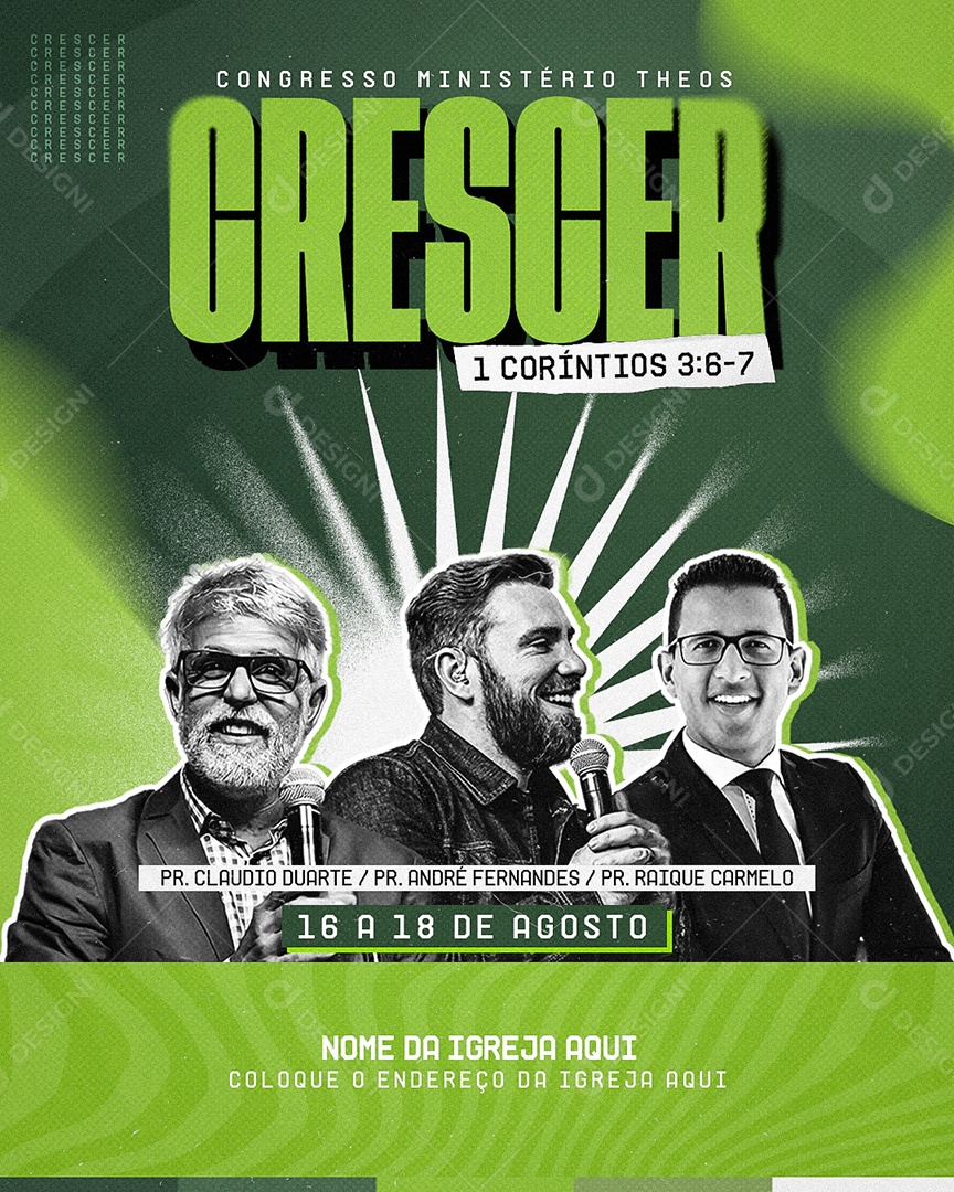 Flyer Evento Gospel Crescer Social Media PSD Editável