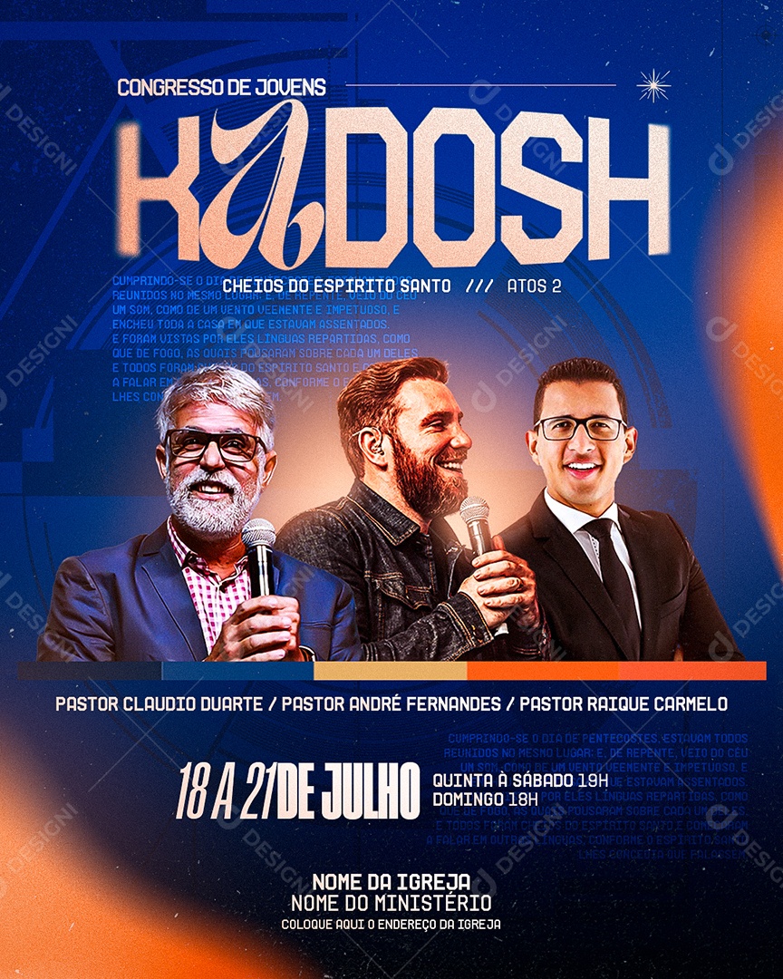 Flyer Evento Gospel Kadosh Social Media PSD Editável