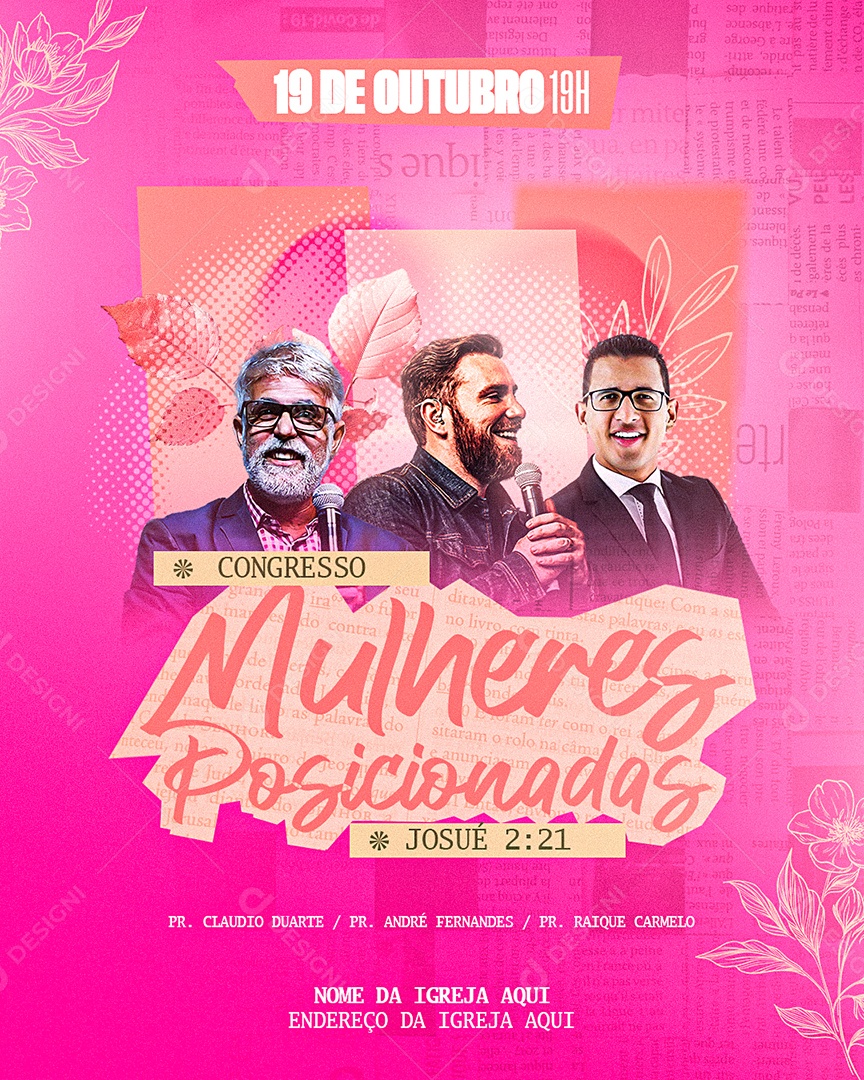 Flyer Evento Gospel Mulheres Posicionadas Social Media PSD Editável