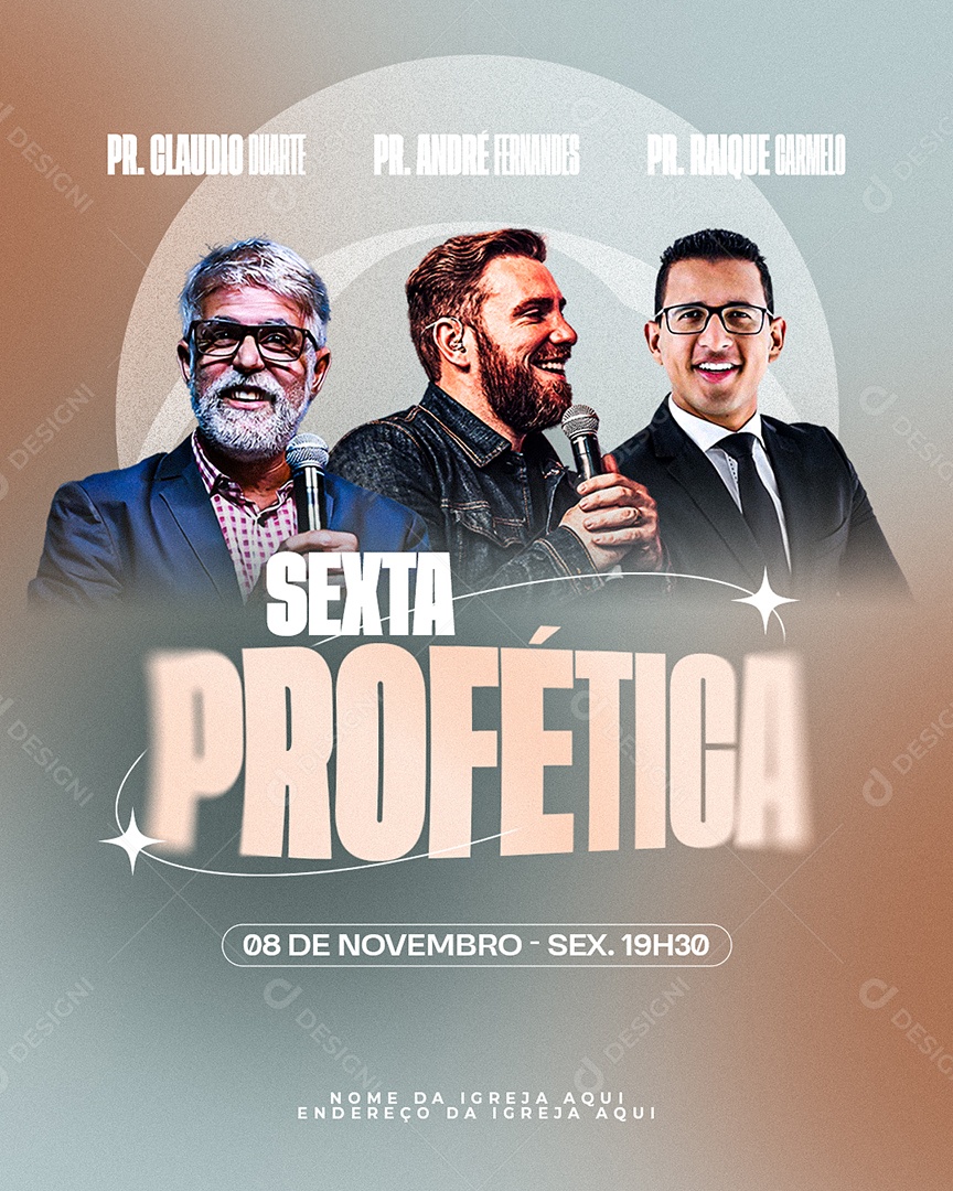 Flyer Evento Gospel Sexta Profética Social Media PSD Editável