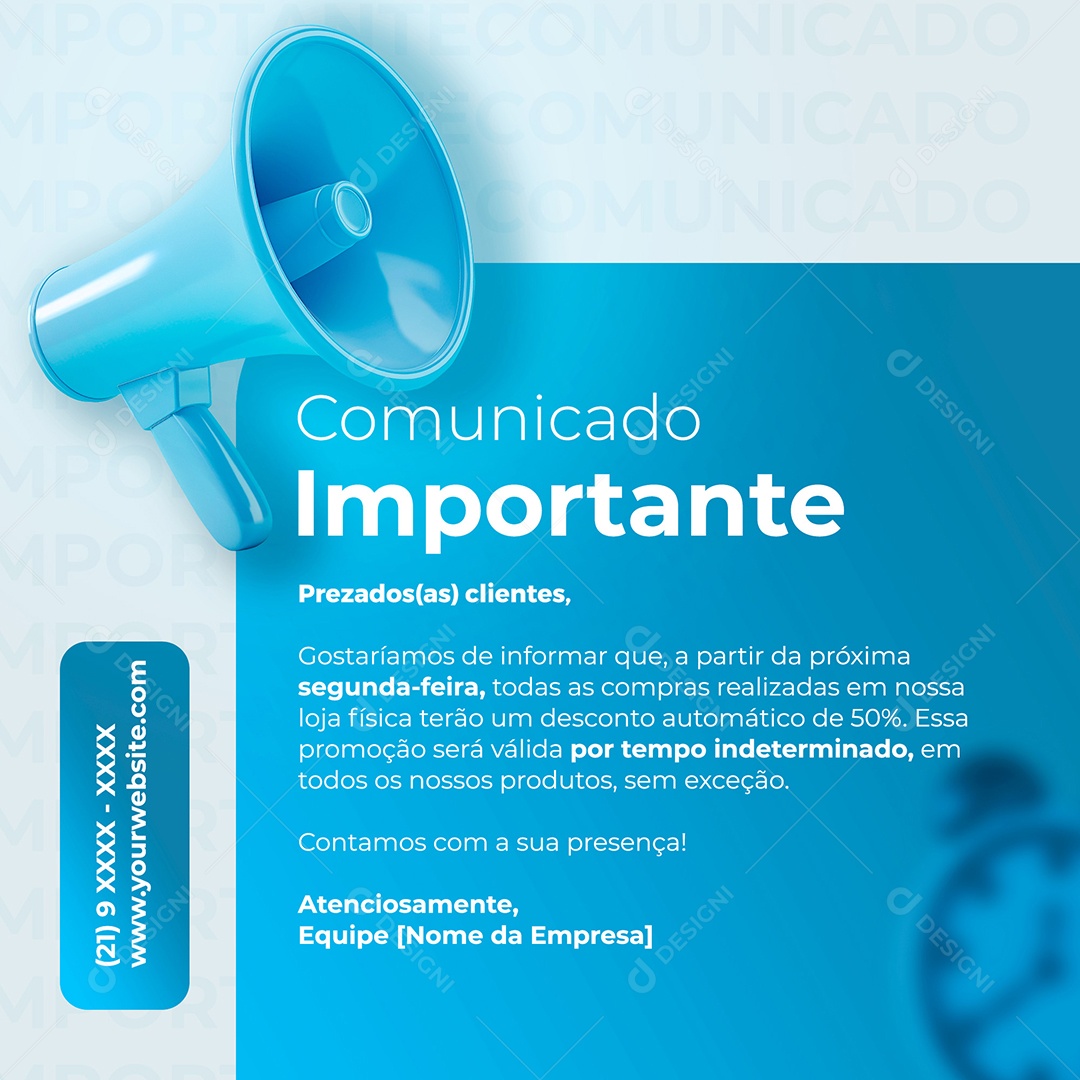 Mensagem de Aviso Redes Sociais Social Media PSD