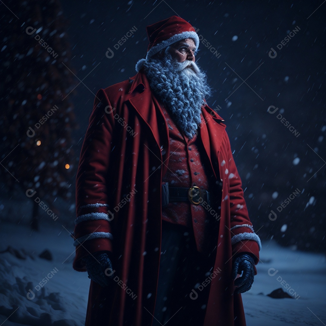 Noite de natal com um papai noel no inverno