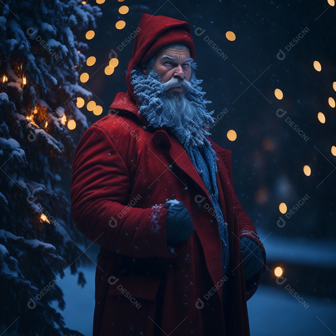 Papai noel com árvores de natal