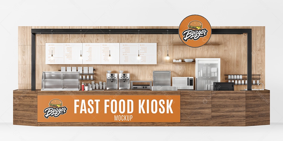 Quiosque de Fast Food Mockup PSD Editável