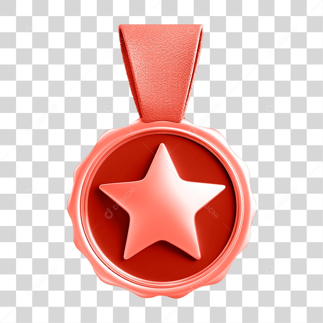 Finfa 3D Medalha Minimalista 3D Render Isolado Fundo PNG Transparente