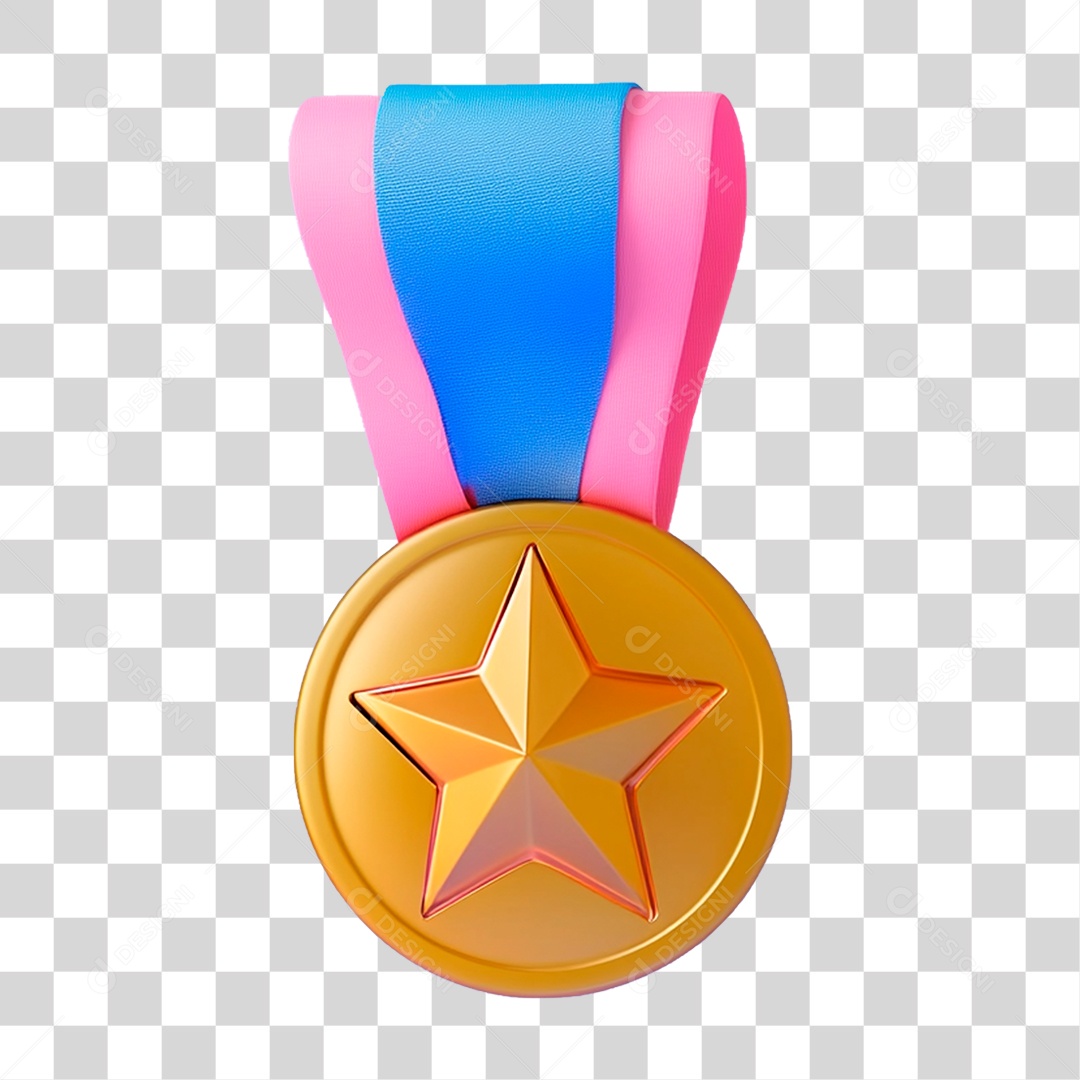 Medalha Vencedora Finfa 3D Com Uma Estrela Linda PNG Transparente