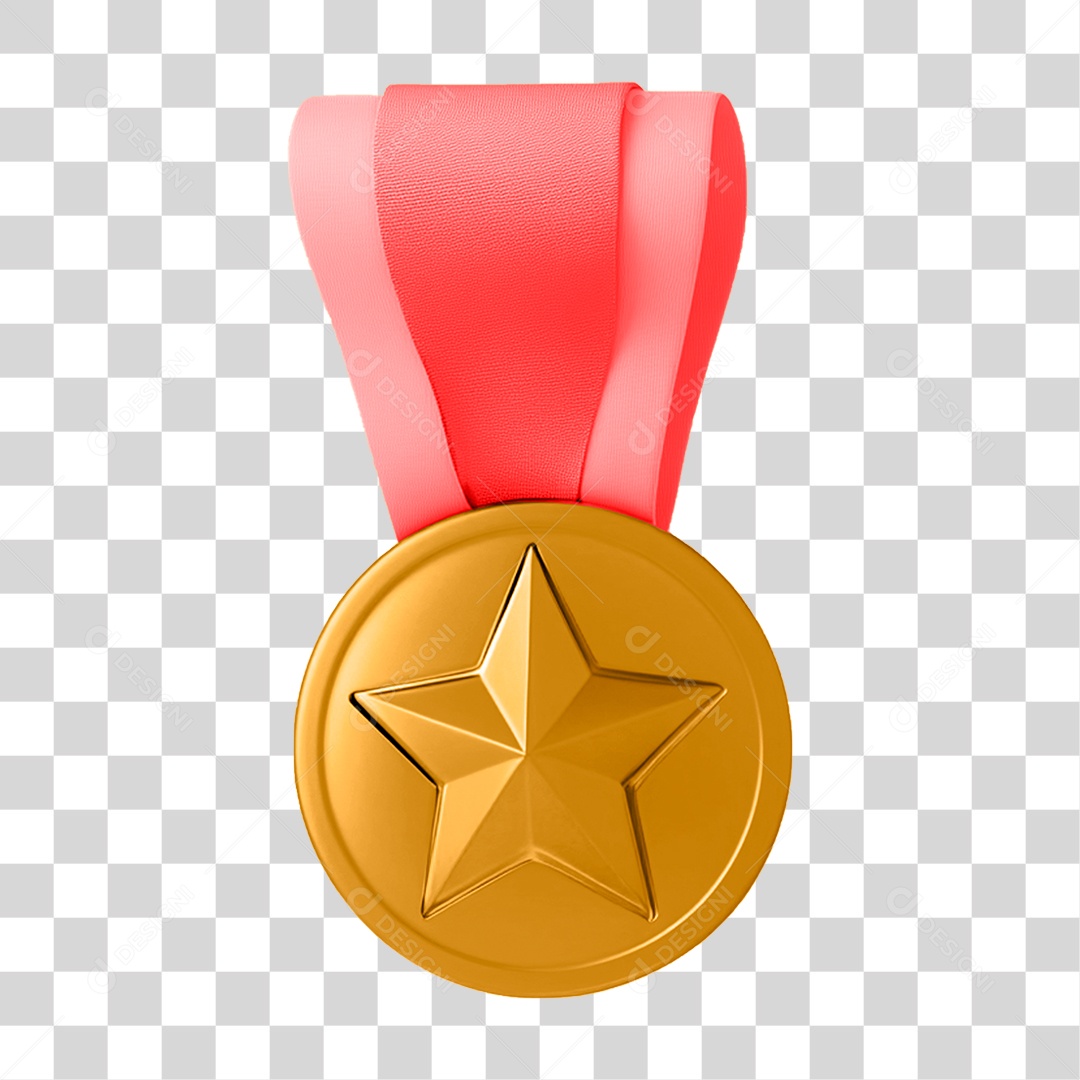 Medalha Vencedora Finfa 3D Com Uma Estrela Linda PNG Transparente