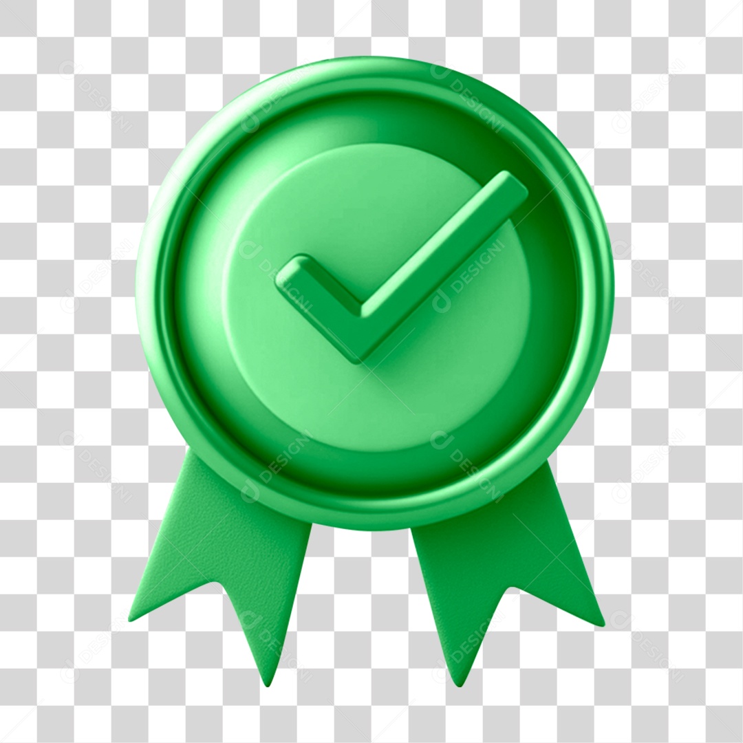 Medalha Vencedora Verde 3D Com Icone De Cheque PNG Transparente