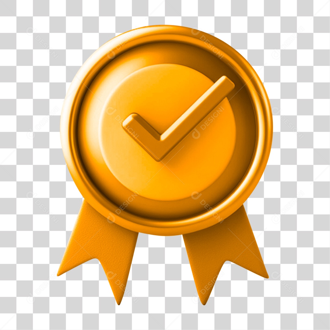 Medalha Vencedora 3D Com Icone De Cheque Suave PNG Transparente