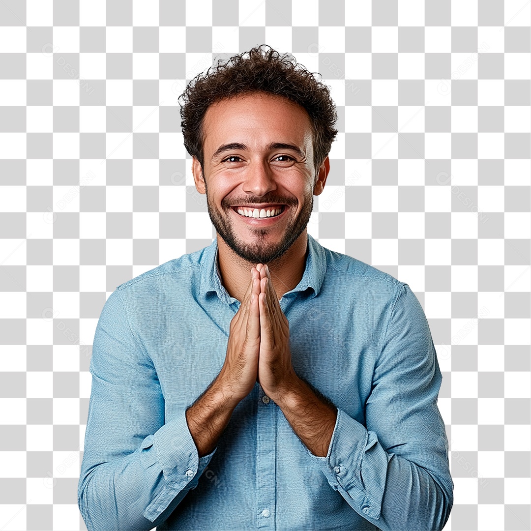 Homem Feliz De 35 Anos Agradecendo PNG Transparente