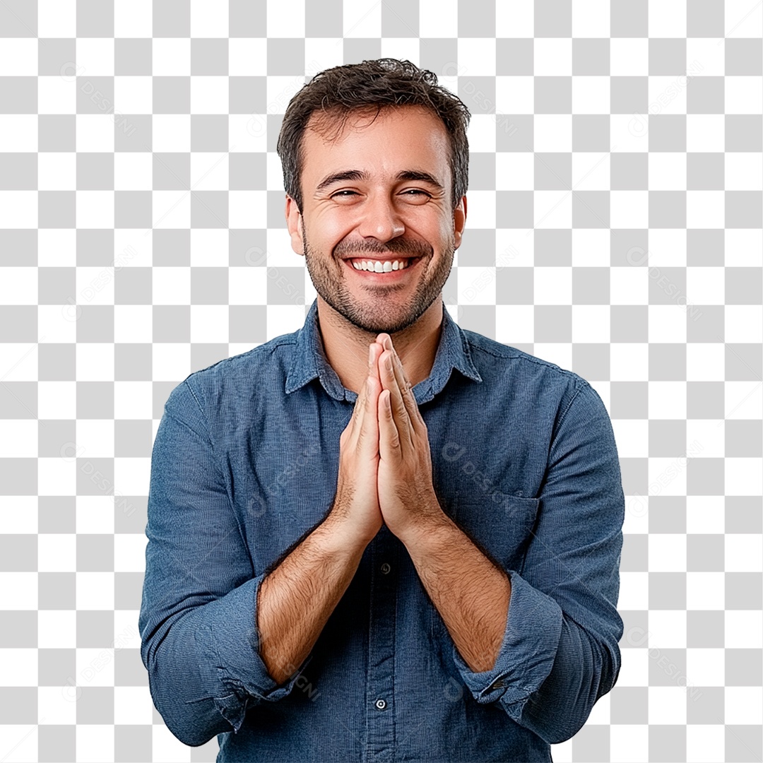 Homem Feliz De 45 Anos Agradecendo PNG Transparente