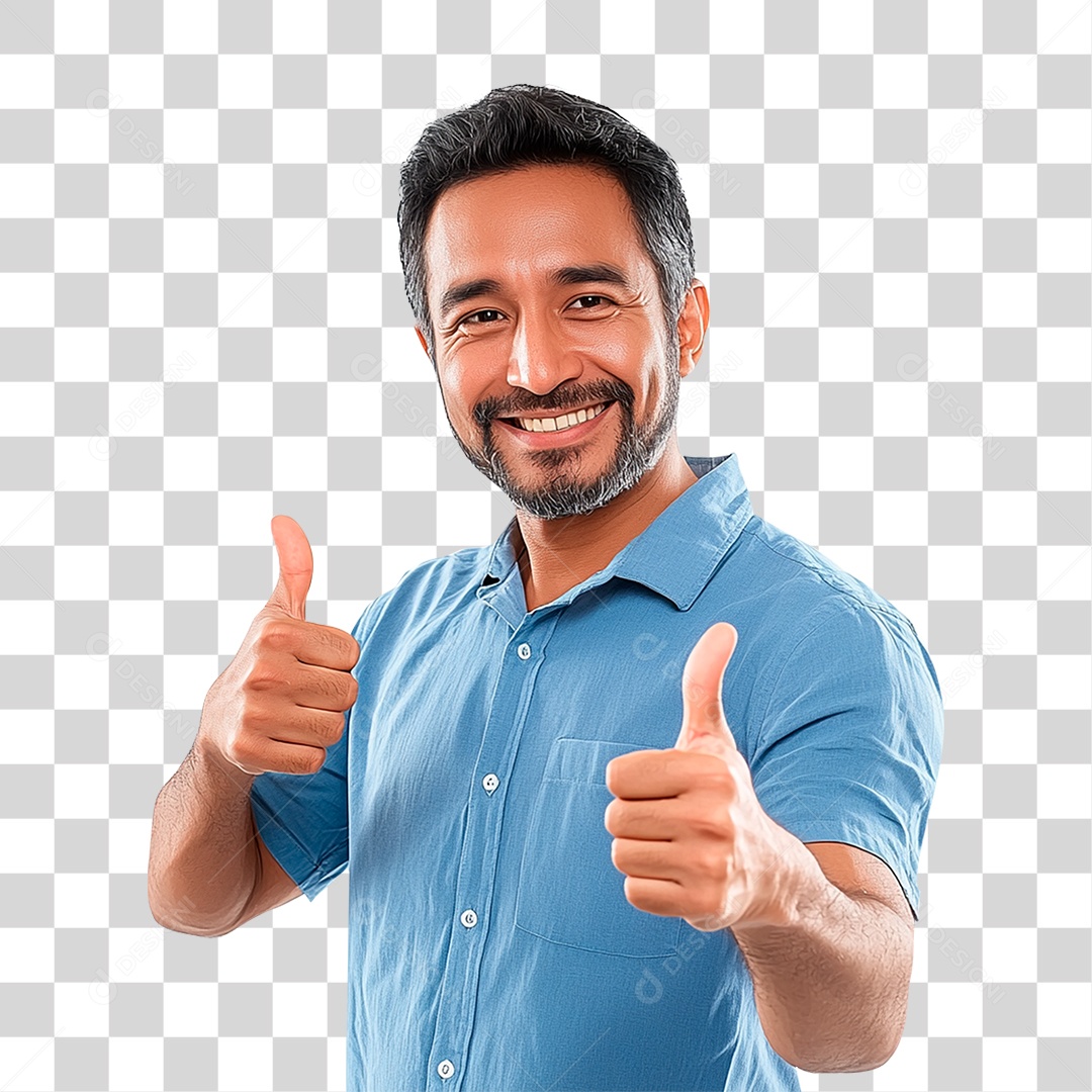 Homem Brasileiro Feliz De 60 Anos Fazendo Sinal De Positivo PNG Transparente