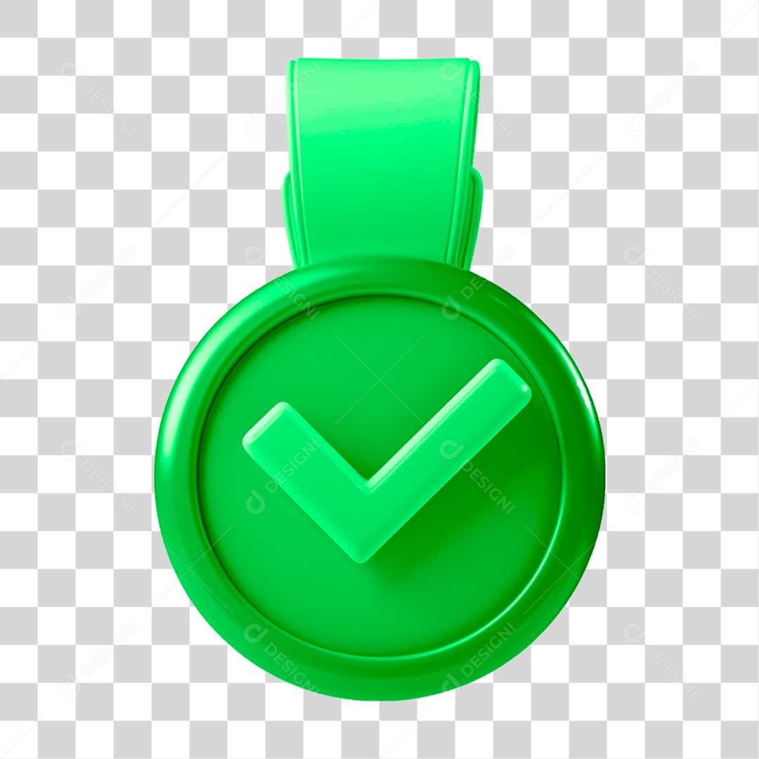Medalha Vencedora 3D Azul Com Icone De Cheque Suave PNG Transparente