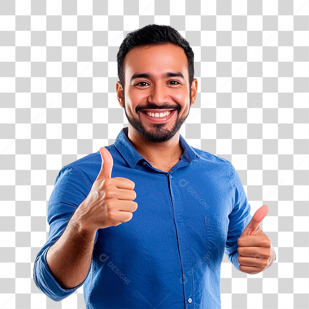 Homem Brasileiro Feliz De 38 Anos Fazendo Sinal De Positivo PNG Transparente