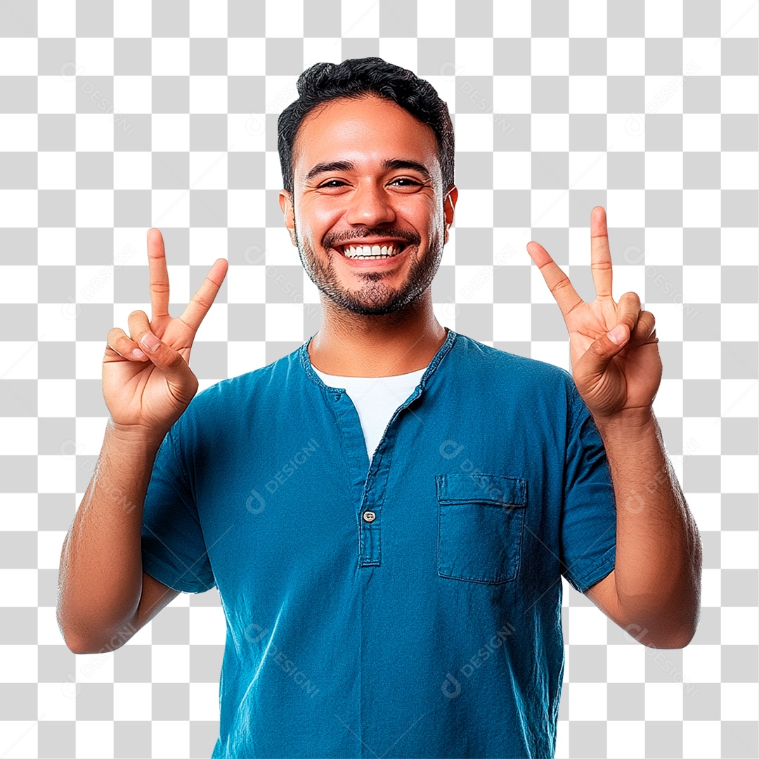 Homem Brasileiro Feliz De 60 Anos Fazendo Sinal De Vitória PNG Transparente