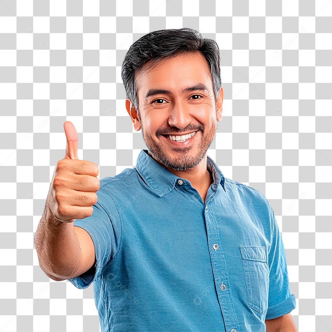 Homem Brasileiro Feliz De 60 Anos Fazendo Sinal De Positivo PNG Transparente
