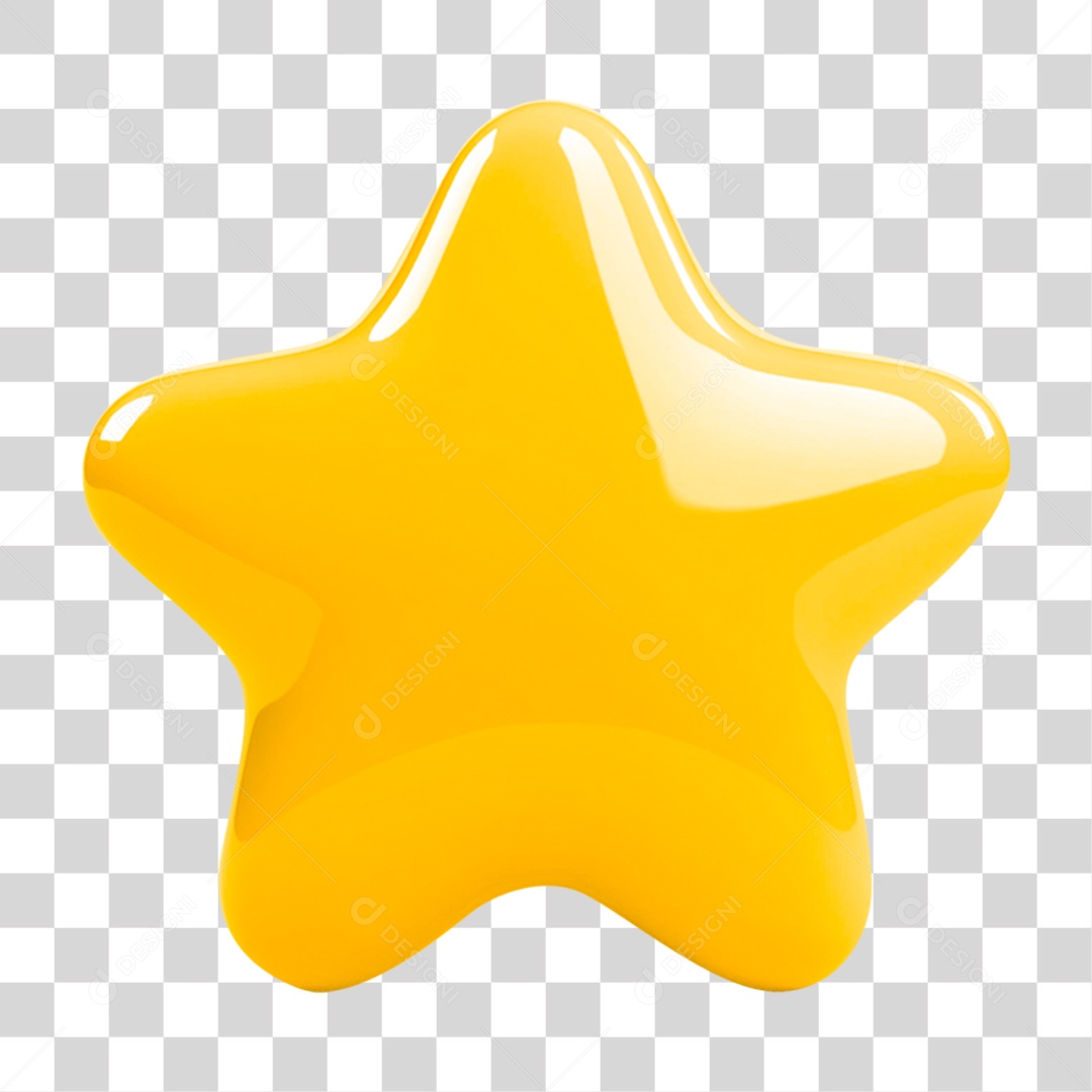 Estrela Com Pontas Redondas 3D PNG Transparente