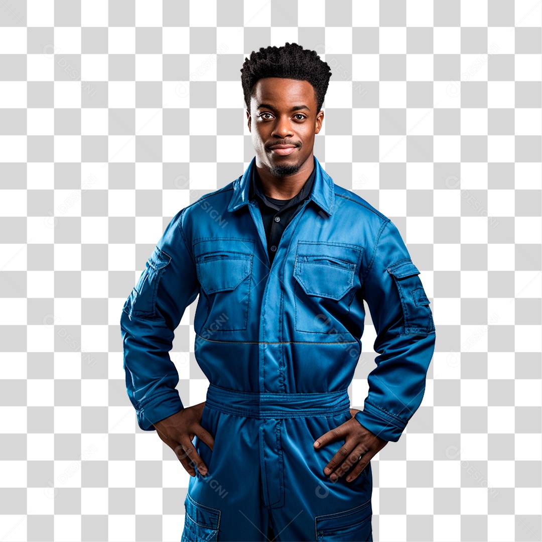 Homem De 20 Anos Mecânico Uniforme Azul  PNG Transparente